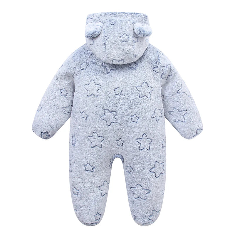 Newborn Baby Rompers - Hooded Infant Bodysuit With Zipper Closure | Flannel Unisex Wear - ZOOMNSTORE