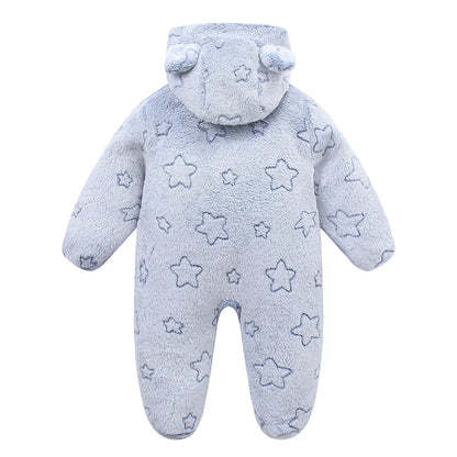 Newborn Baby Rompers - Hooded Infant Bodysuit With Zipper Closure | Flannel Unisex Wear - ZOOMNSTORE