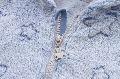 Newborn Baby Rompers - Hooded Infant Bodysuit With Zipper Closure | Flannel Unisex Wear - ZOOMNSTORE