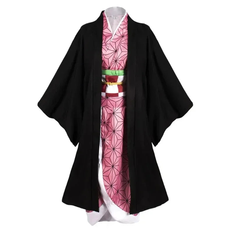 Anime Kimetsu No Yaiba Kamado Nezuko Cosplay Costume Kimono Demon Slayer Cosplay Wigs Hairs Halloween Carnival Women Outfit - ZOOMNSTORE