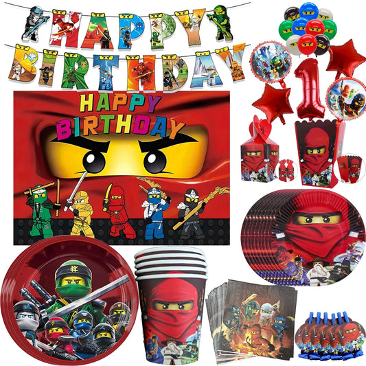 Ninja Birthday Party Supplies - Disposable Tableware Popcorn Plates Balloons  Cups for Kids - ZOOMNSTORE