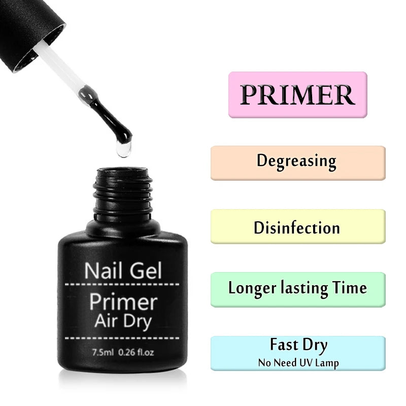 No-Acid Primer Nail Set - Gel Nail Polish Base Coat & Soak Off Gel Kit Combo - ZOOMNSTORE