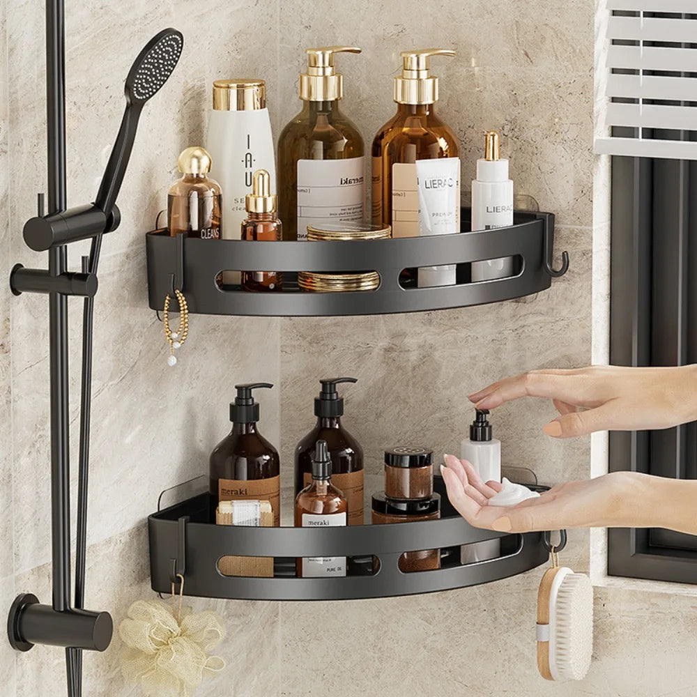 No Drill Waterproof Shower Shelf - Strong Adhesive Bathroom Organizer for Shampoo  Towels - ZOOMNSTORE