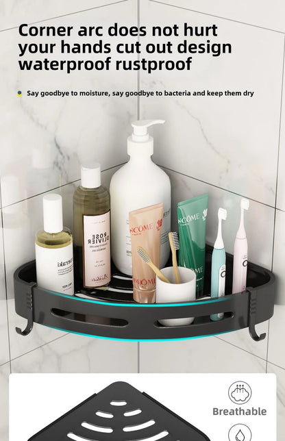 No Drill Waterproof Shower Shelf - Strong Adhesive Bathroom Organizer for Shampoo  Towels - ZOOMNSTORE