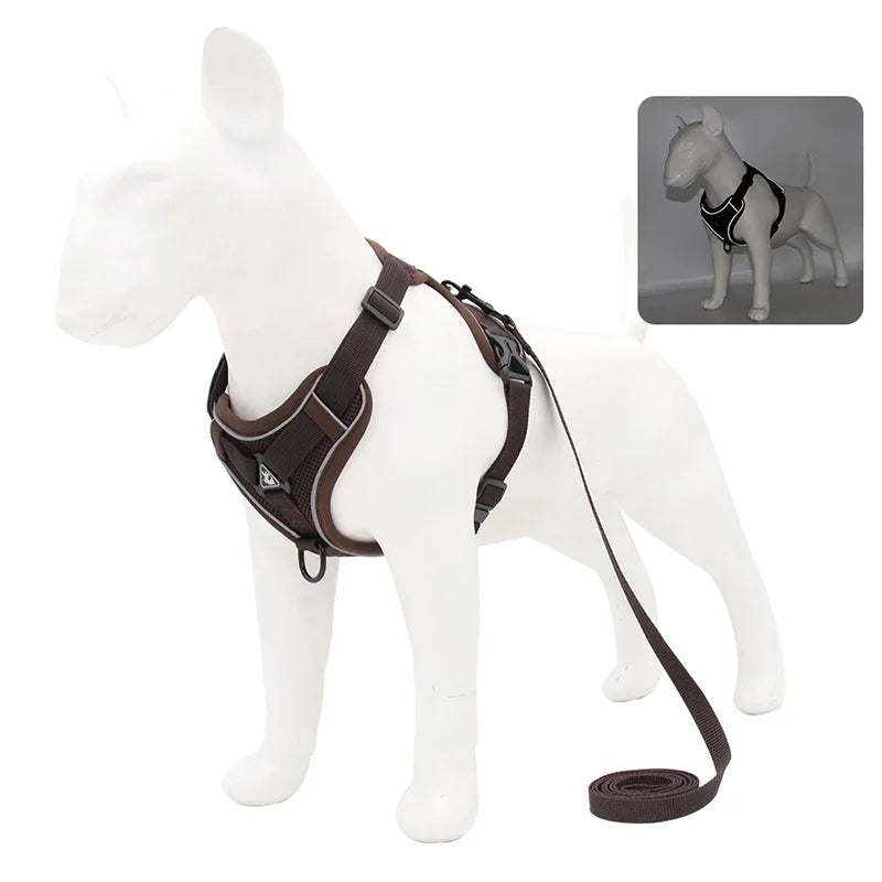 No Pull Dog Harness and Leash Set - Adjustable Reflective Mesh Vest for Small Dogs and Cats - ZOOMNSTORE