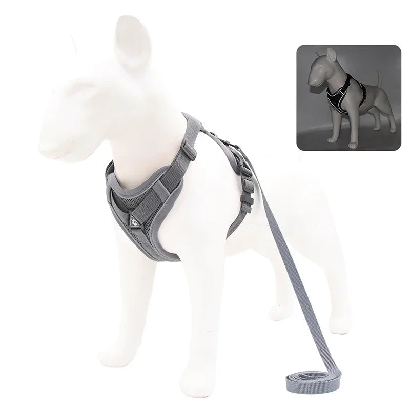 No Pull Dog Harness and Leash Set - Adjustable Reflective Mesh Vest for Small Dogs and Cats - ZOOMNSTORE