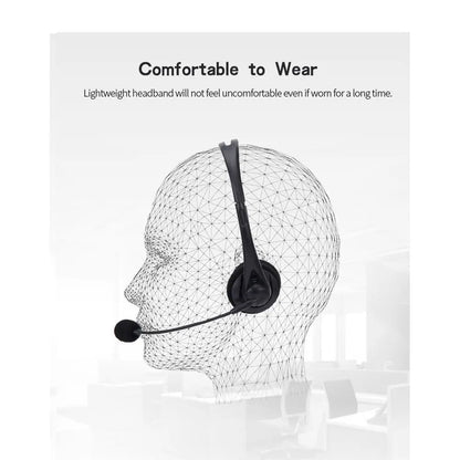 Noise Cancelling Computer Headset - 35mmUSB Wired Stereo for Video Conferencing and Chatting - ZOOMNSTORE