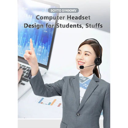 Noise Cancelling Computer Headset - 35mmUSB Wired Stereo for Video Conferencing and Chatting - ZOOMNSTORE