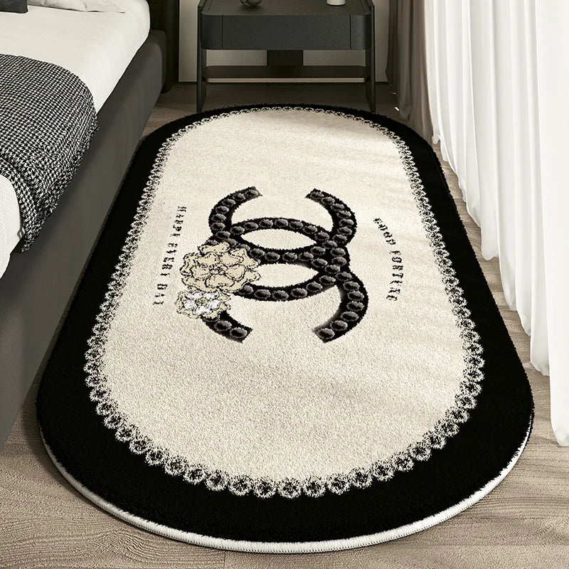 Cashmere Imitation Oval Rug - Non-Slip Dirt Resistant Carpet for Living Room and Study - ZOOMNSTORE
