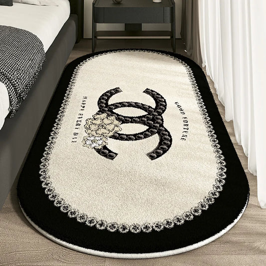 Cashmere Imitation Oval Rug - Non-Slip Dirt Resistant Carpet for Living Room and Study - ZOOMNSTORE