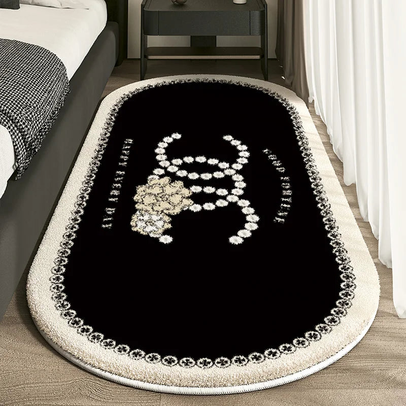 Cashmere Imitation Oval Rug - Non-Slip Dirt Resistant Carpet for Living Room and Study - ZOOMNSTORE