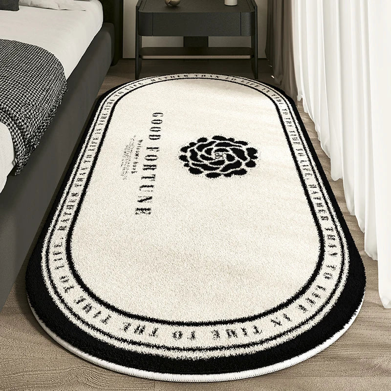 Cashmere Imitation Oval Rug - Non-Slip Dirt Resistant Carpet for Living Room and Study - ZOOMNSTORE