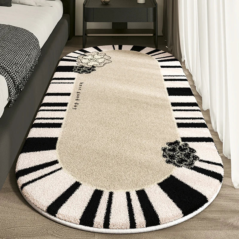Cashmere Imitation Oval Rug - Non-Slip Dirt Resistant Carpet for Living Room and Study - ZOOMNSTORE