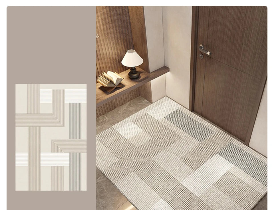 Non Slip Door Mat - Geometric Pattern Rug | Water Resistant Polyester Floor Mat - ZOOMNSTORE