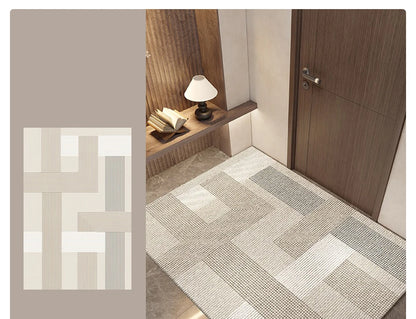 Non Slip Door Mat - Geometric Pattern Rug | Water Resistant Polyester Floor Mat - ZOOMNSTORE