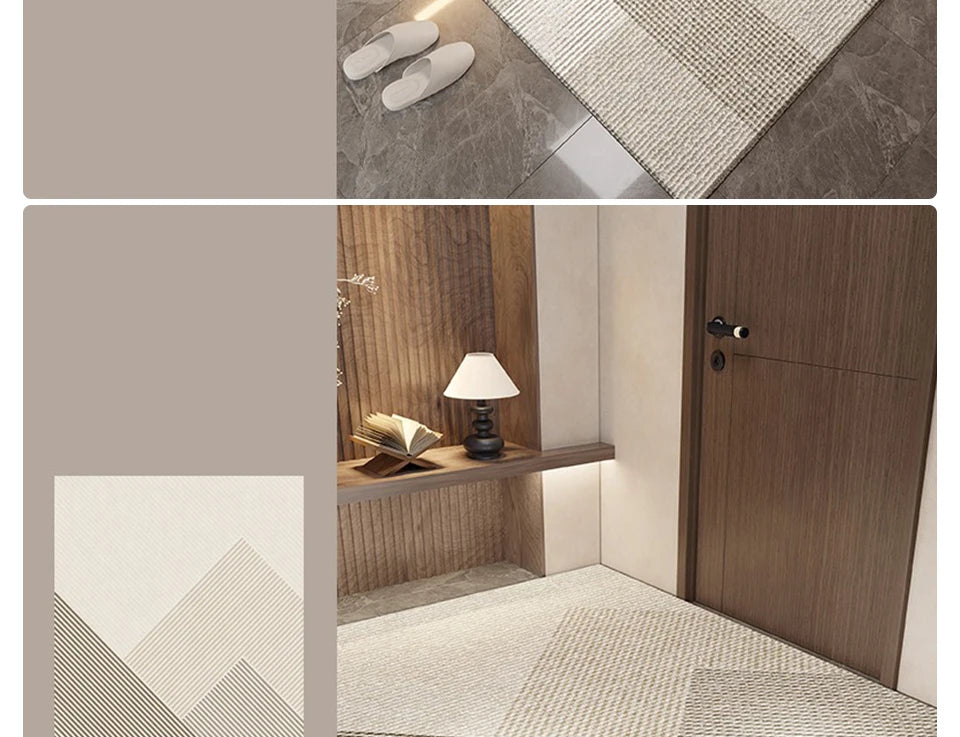Non Slip Door Mat - Geometric Pattern Rug | Water Resistant Polyester Floor Mat - ZOOMNSTORE