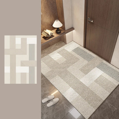 Non Slip Door Mat - Geometric Pattern Rug | Water Resistant Polyester Floor Mat - ZOOMNSTORE