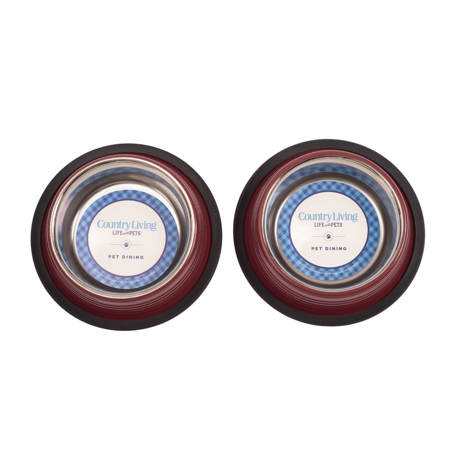 Country Living Set of 2 Ribbed Non-Slip Pet Bowls – Merlot Red - ZOOMNSTORE