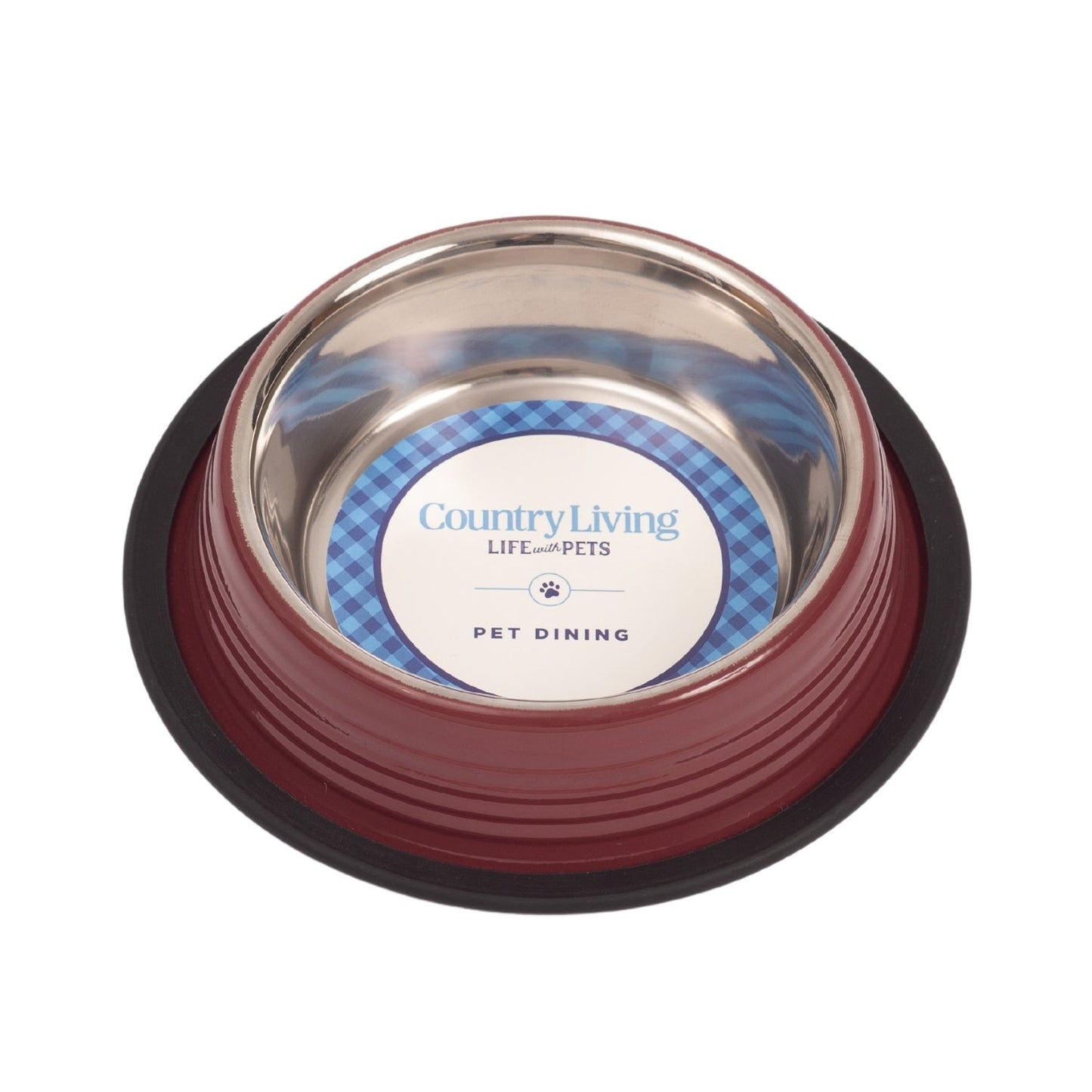 Country Living Set of 2 Ribbed Non-Slip Pet Bowls – Merlot Red - ZOOMNSTORE