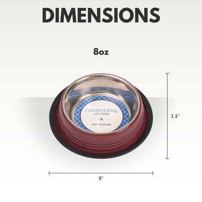 Country Living Set of 2 Ribbed Non-Slip Pet Bowls – Merlot Red - ZOOMNSTORE