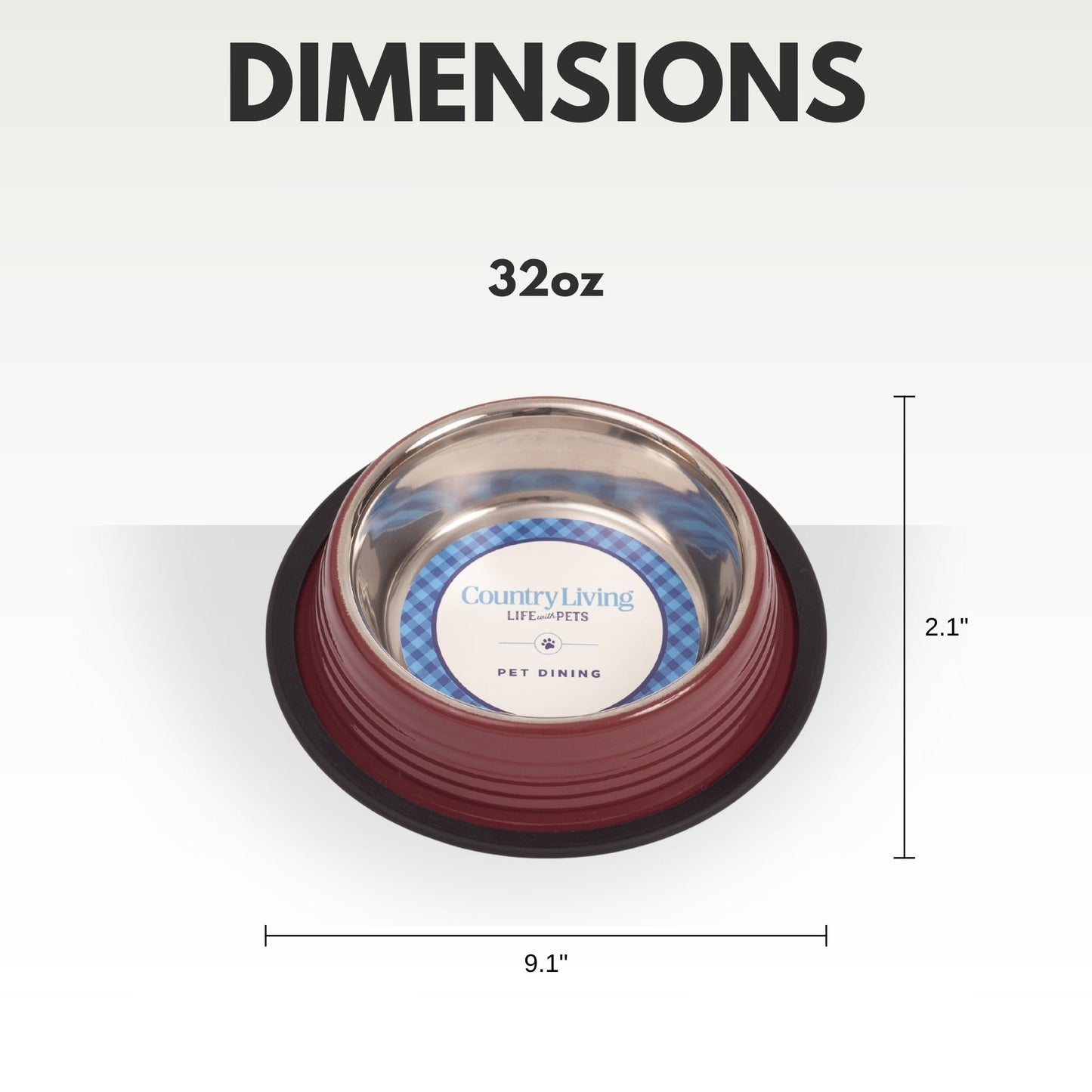 Country Living Set of 2 Ribbed Non-Slip Pet Bowls – Merlot Red - ZOOMNSTORE