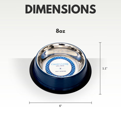 Country Living Set of 2 Ribbed Non-Slip Pet Bowls – Poseidon Blue - ZOOMNSTORE