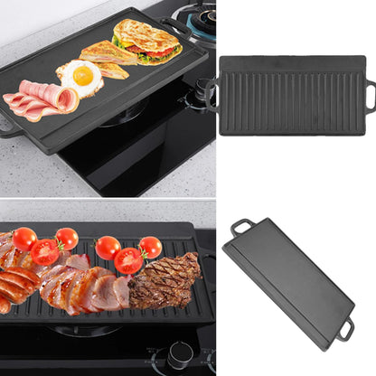 Non Stick Grill Pan | Pre Seasoned Cast Iron Double Sided Griddle For Oven, BBQ & Induction - ZOOMNSTORE