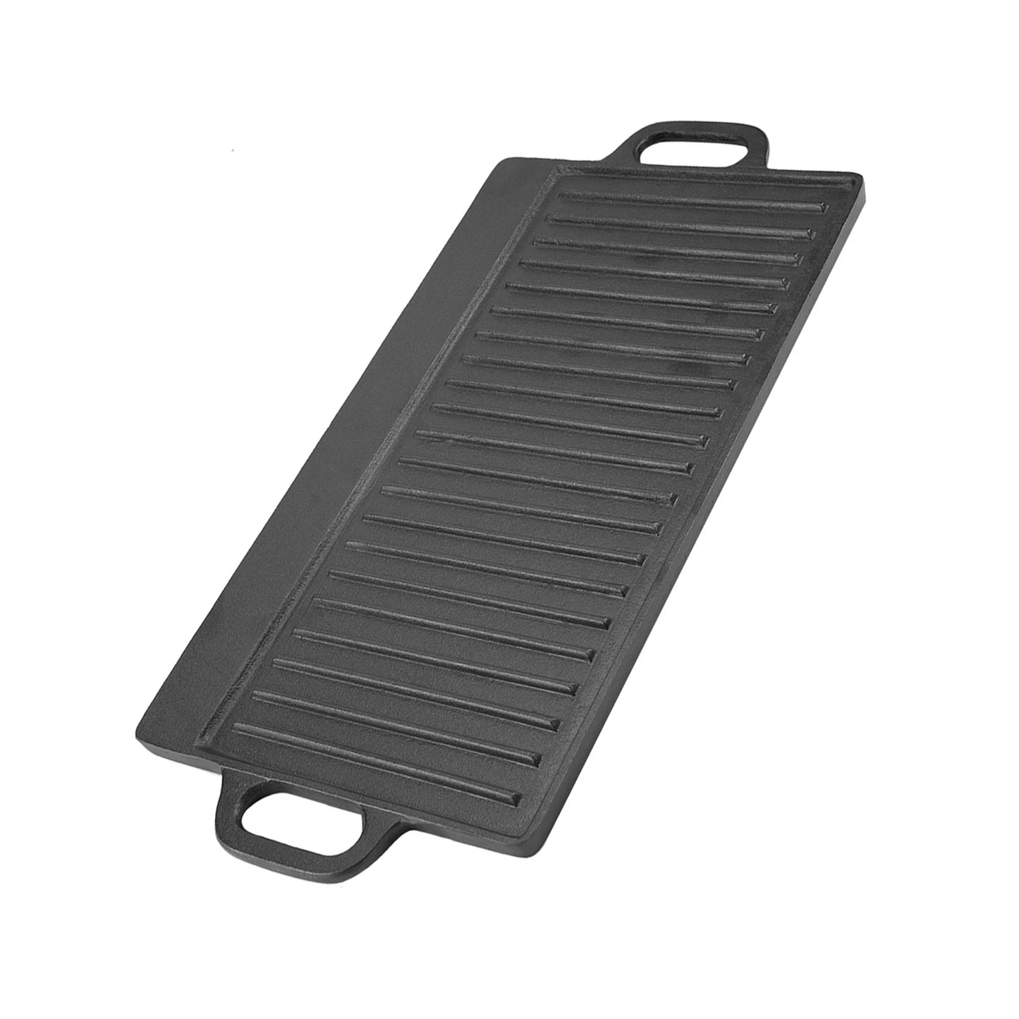 Non Stick Grill Pan | Pre Seasoned Cast Iron Double Sided Griddle For Oven, BBQ & Induction - ZOOMNSTORE