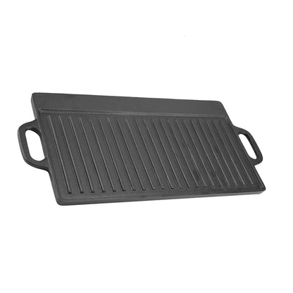 Non Stick Grill Pan | Pre Seasoned Cast Iron Double Sided Griddle For Oven, BBQ & Induction - ZOOMNSTORE