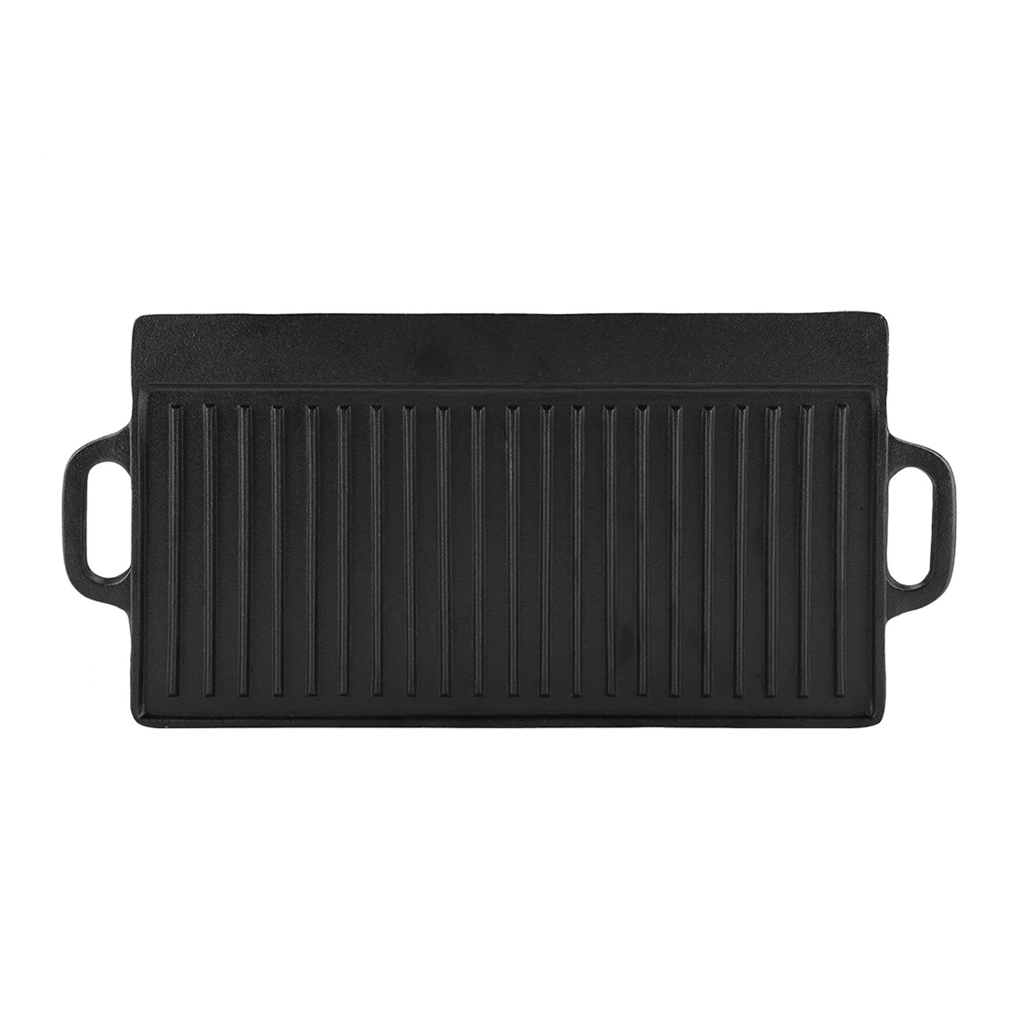 Non Stick Grill Pan | Pre Seasoned Cast Iron Double Sided Griddle For Oven, BBQ & Induction - ZOOMNSTORE