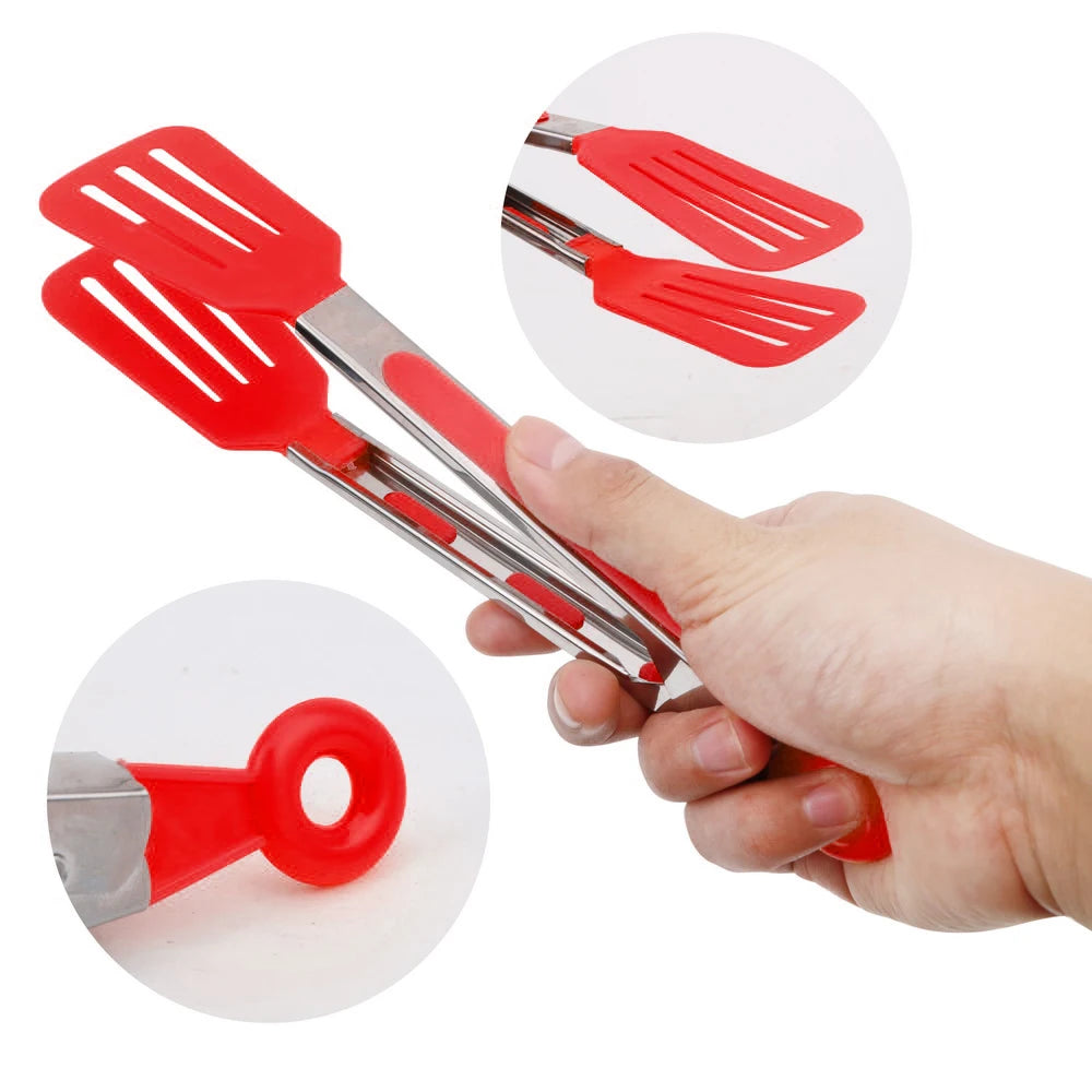 Stainless Steel Non-Stick Kitchen Tongs - Versatile BBQ Salad and Steak Utensil - ZOOMNSTORE