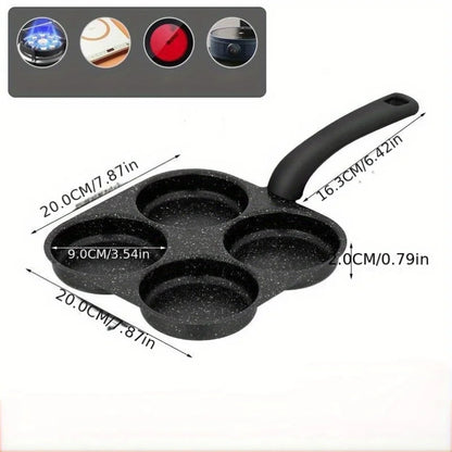 Non Stick Omelette Pan - Medical Stone Coating Four Hole Egg Frying Pan - ZOOMNSTORE