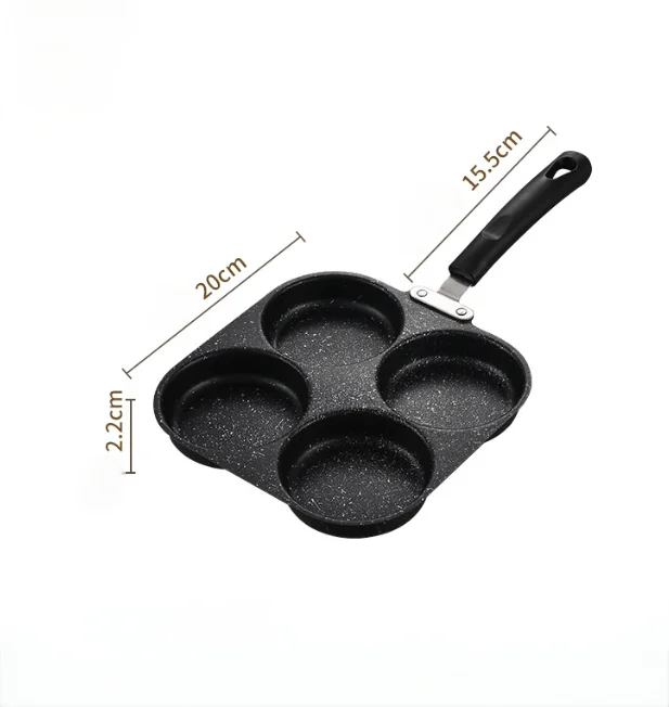 Non Stick Omelette Pan - Medical Stone Coating Four Hole Egg Frying Pan - ZOOMNSTORE
