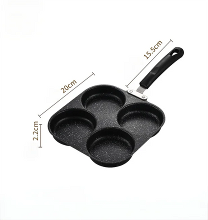 Non Stick Omelette Pan - Medical Stone Coating Four Hole Egg Frying Pan - ZOOMNSTORE