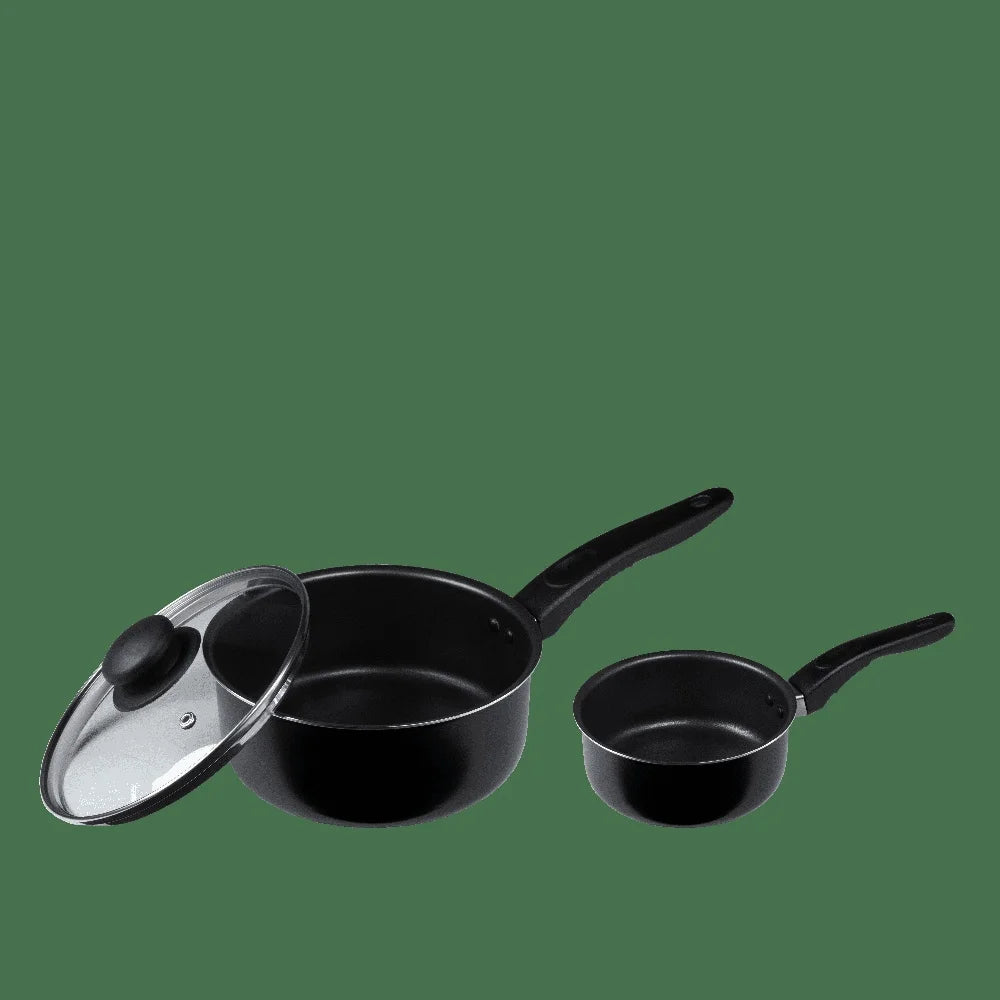 Non-Stick Sauce Pans Set - 3 Piece Lightweight Kitchen Cookware with Lids - ZOOMNSTORE