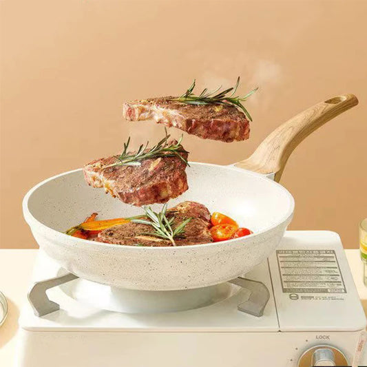 Non-Stick Wok Pan - Ceramic Frying Pan With Medical Stone, Induction Compatible - ZOOMNSTORE