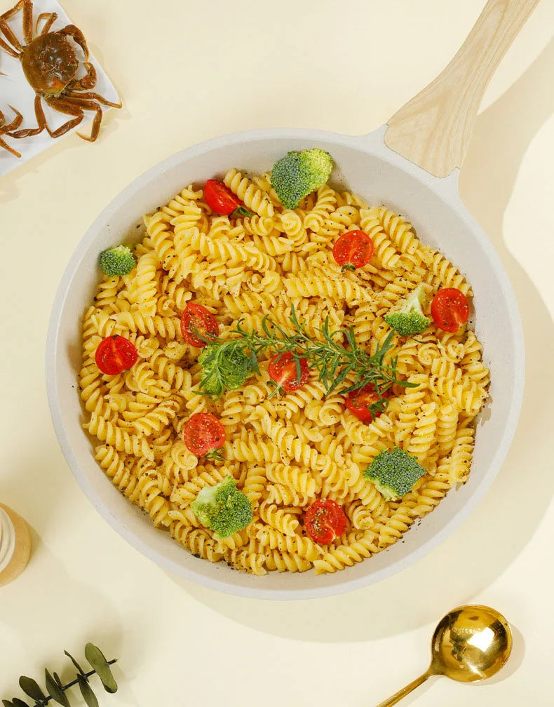 Non-Stick Wok Pan - Ceramic Frying Pan With Medical Stone, Induction Compatible - ZOOMNSTORE