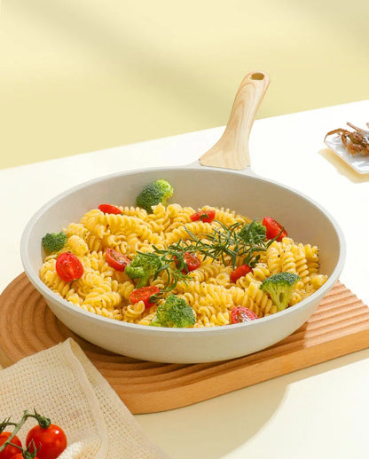 Non-Stick Wok Pan - Ceramic Frying Pan With Medical Stone, Induction Compatible - ZOOMNSTORE