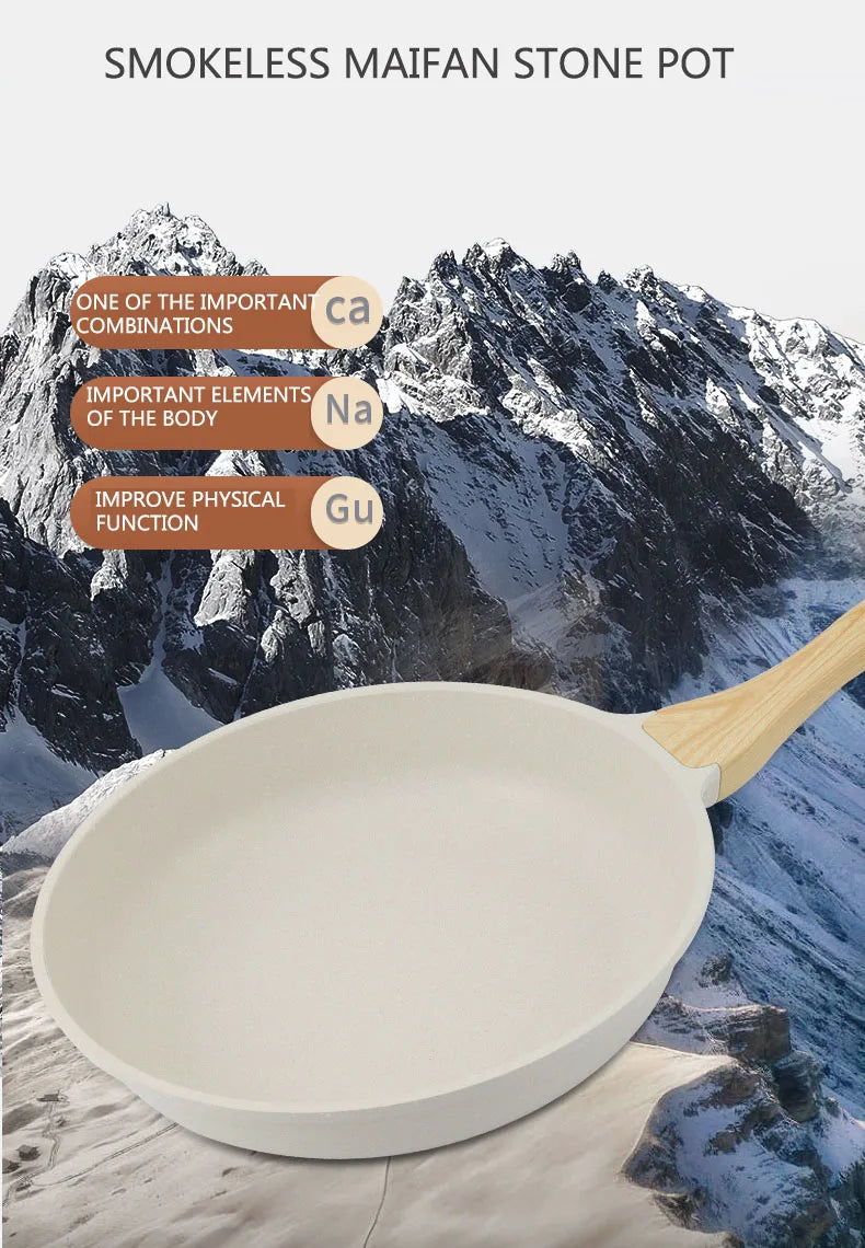 Non-Stick Wok Pan - Ceramic Frying Pan With Medical Stone, Induction Compatible - ZOOMNSTORE