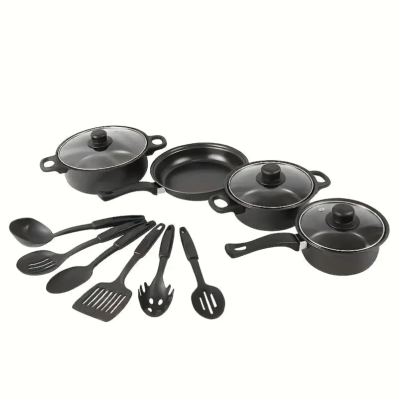Nonstick Cookware Set - 13-Piece Induction Compatible Aluminum Kitchen & Camping Pots - ZOOMNSTORE