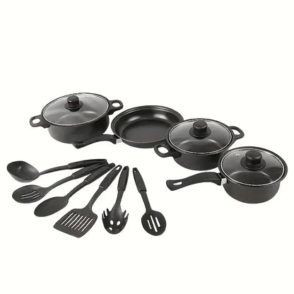 Nonstick Cookware Set - 13-Piece Induction Compatible Aluminum Kitchen & Camping Pots - ZOOMNSTORE