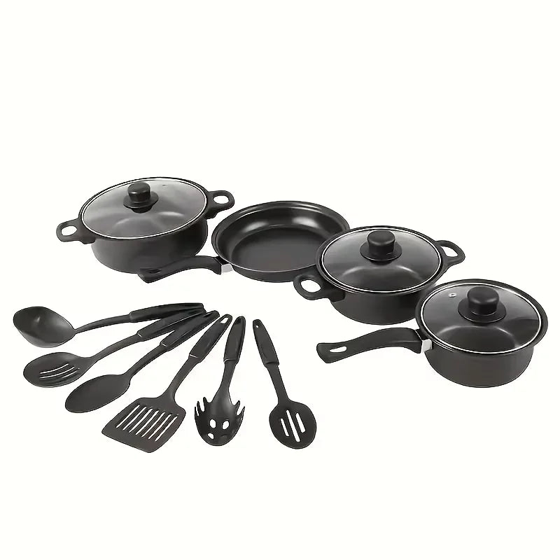 Nonstick Cookware Set - 13-Piece Induction Compatible Aluminum Kitchen & Camping Pots - ZOOMNSTORE