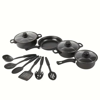 Nonstick Cookware Set - 13-Piece Induction Compatible Aluminum Kitchen & Camping Pots - ZOOMNSTORE