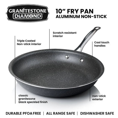 Nonstick Fry Pan - Diamond Reinforced Aluminum Skillet | Oven Safe, Dishwasher Safe - ZOOMNSTORE