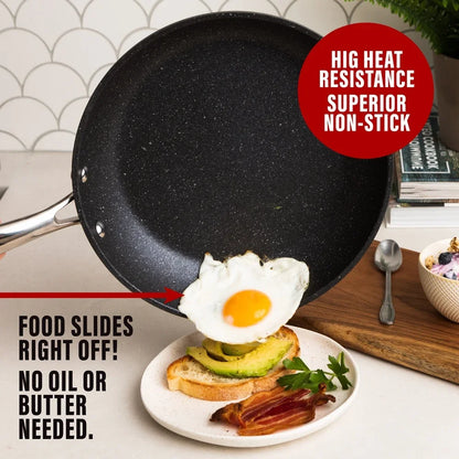 Nonstick Fry Pan - Diamond Reinforced Aluminum Skillet | Oven Safe, Dishwasher Safe - ZOOMNSTORE
