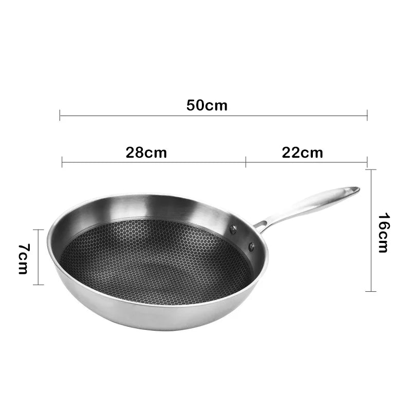 Nonstick Frying Pan - Induction Honeycomb Skillet | Reusable Wok Pan 28cm - ZOOMNSTORE