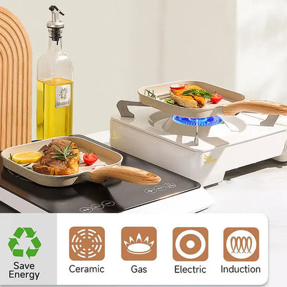 Nonstick Grill Pan - 19cm Square Steak Grilling Pan for Indoor & Outdoor Use - ZOOMNSTORE