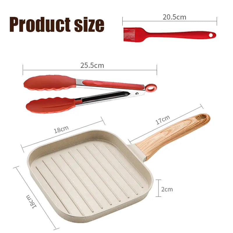 Nonstick Grill Pan - 19cm Square Steak Grilling Pan for Indoor & Outdoor Use - ZOOMNSTORE