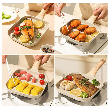 Nonstick Grill Pan - 19cm Square Steak Grilling Pan for Indoor & Outdoor Use - ZOOMNSTORE