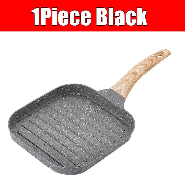 Nonstick Grill Pan - 19cm Square Steak Grilling Pan for Indoor & Outdoor Use - ZOOMNSTORE